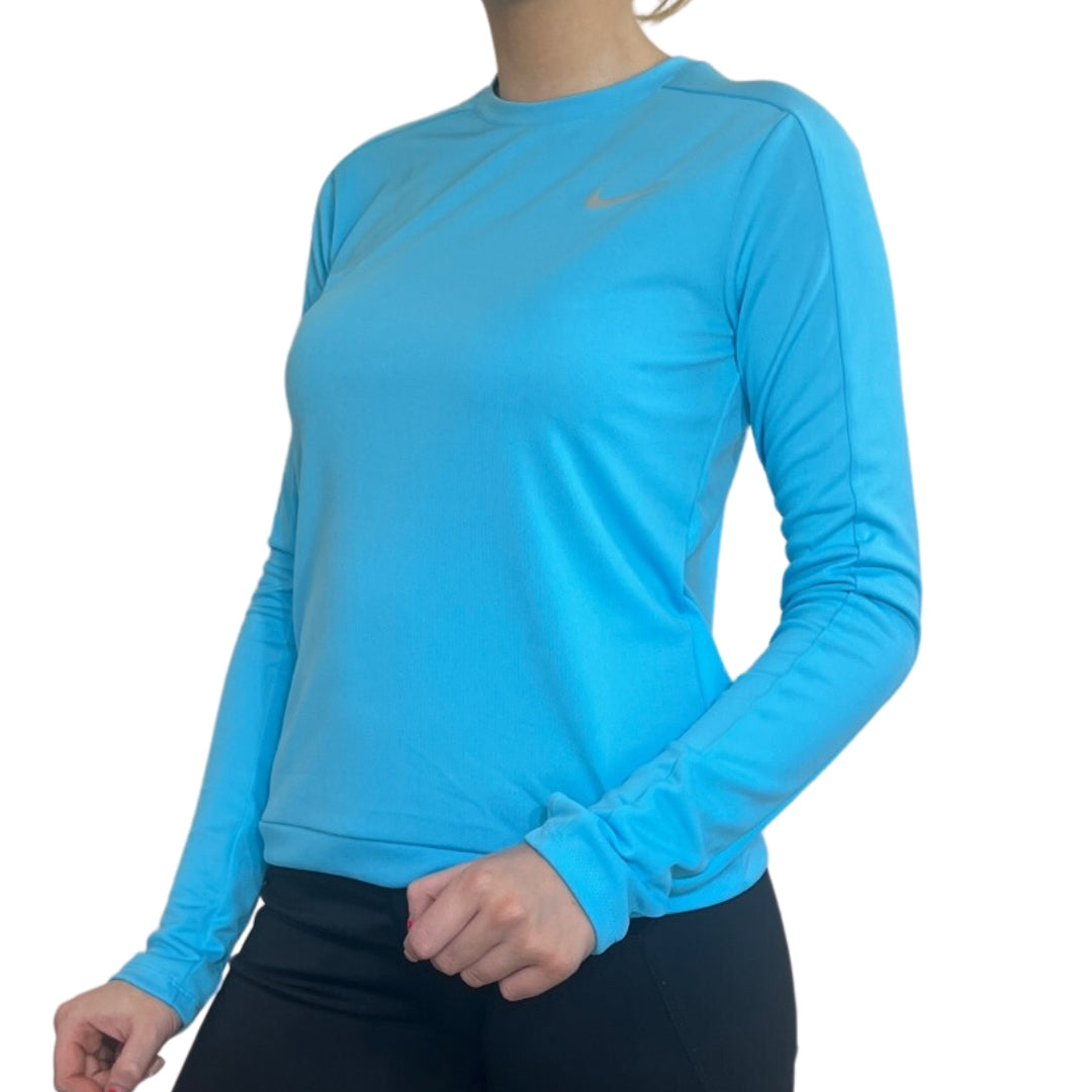 Nike Dri-FIT Crew Neck Long Sleeve Tee - Baltic Blue