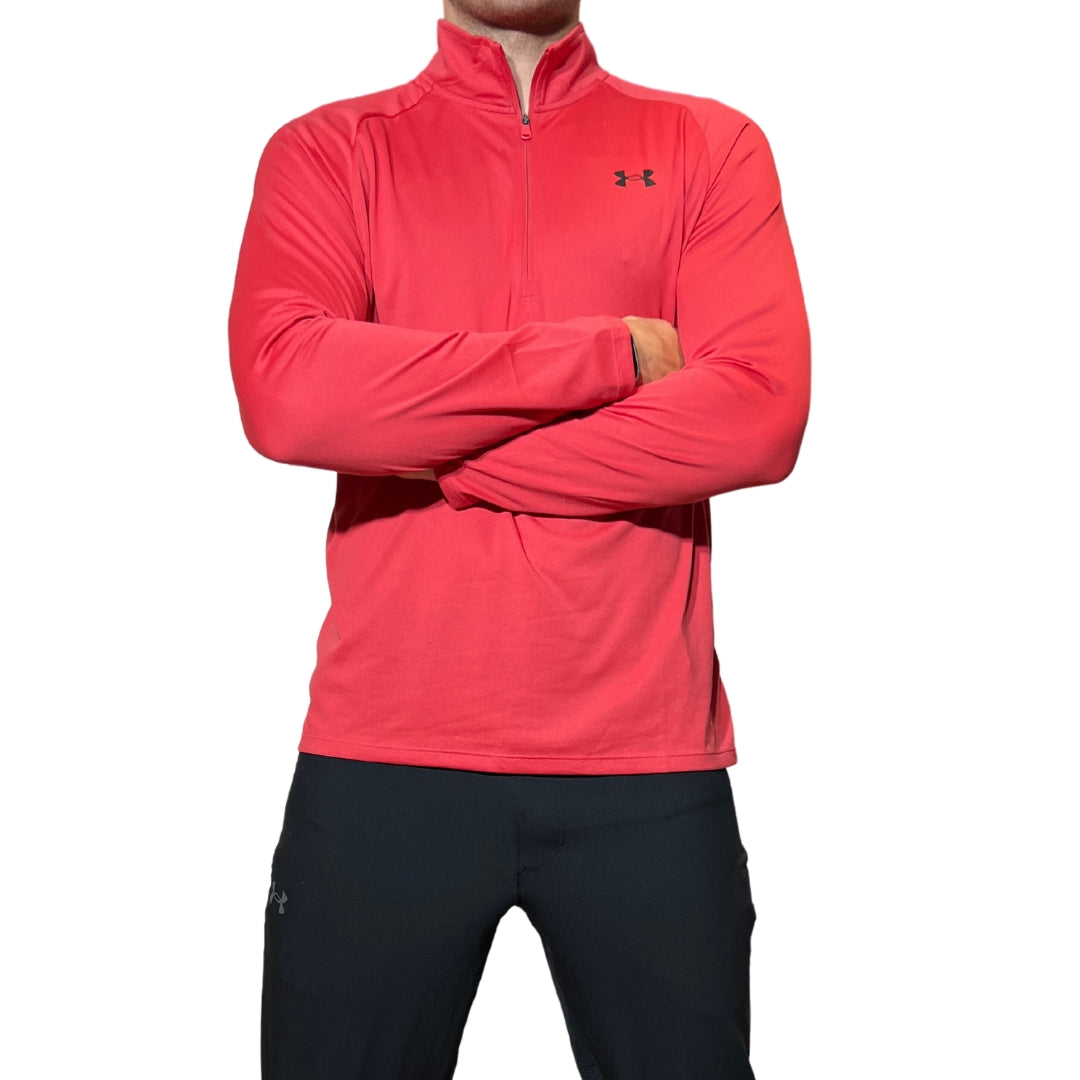 UA Velocity 1/4 Zip - Salmon Pink/Red