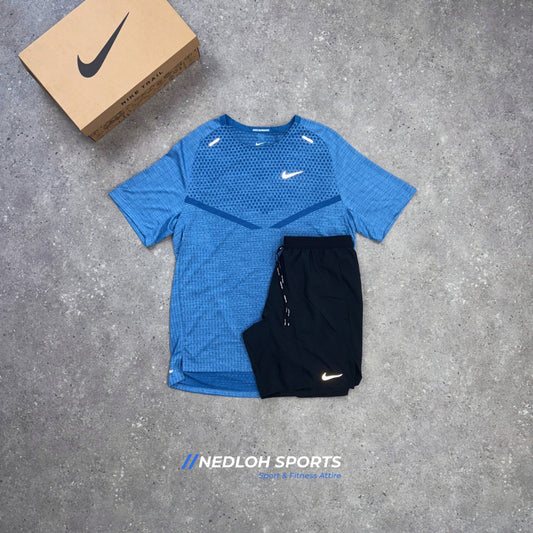 Nike Set | University Blue Techknit Tee & Black Flex Strides Shorts 7in