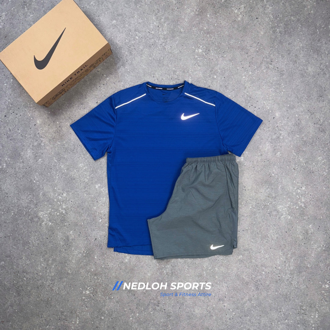 Nike Miler Set | Blue Miler & Grey Challenger 7in Shorts